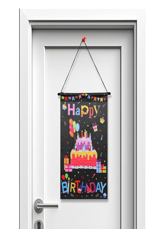 Guduling Happy Birthday Door Sign,Birthday Door Banner,Colorful Happy Birthdays Doors Banner.Black Background Hanger Party Supplies for Home Outdoor Baby Shower Wall Decoration - Image 1